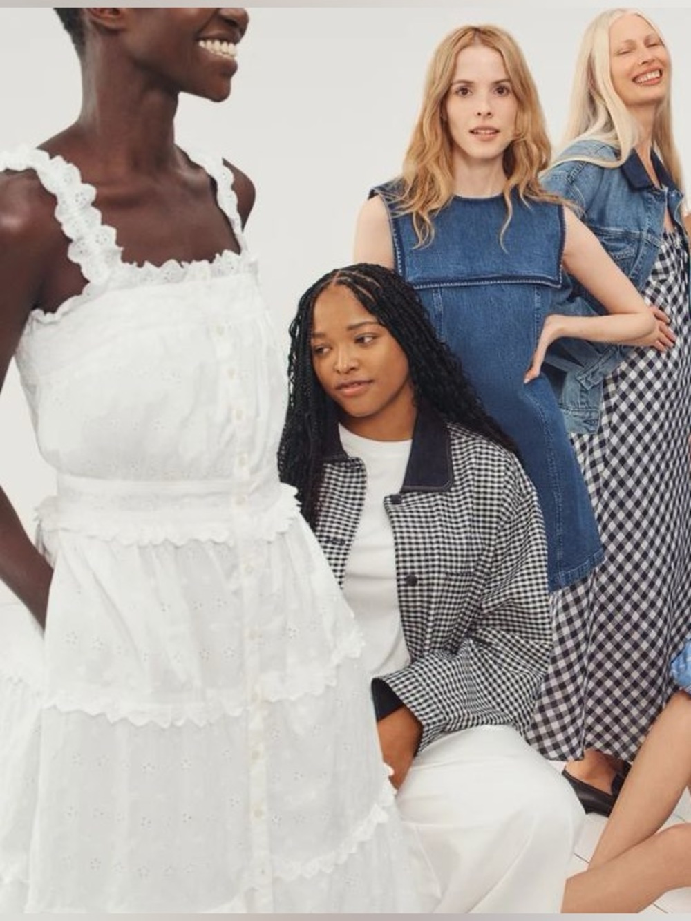 GAP x DÔEN White Eyelet Tiered Midi Dress with Scalloped Straps - Picture 6 of 11